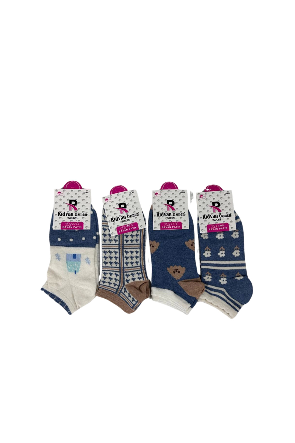 Figürlü Patik Çorap 4 Adet